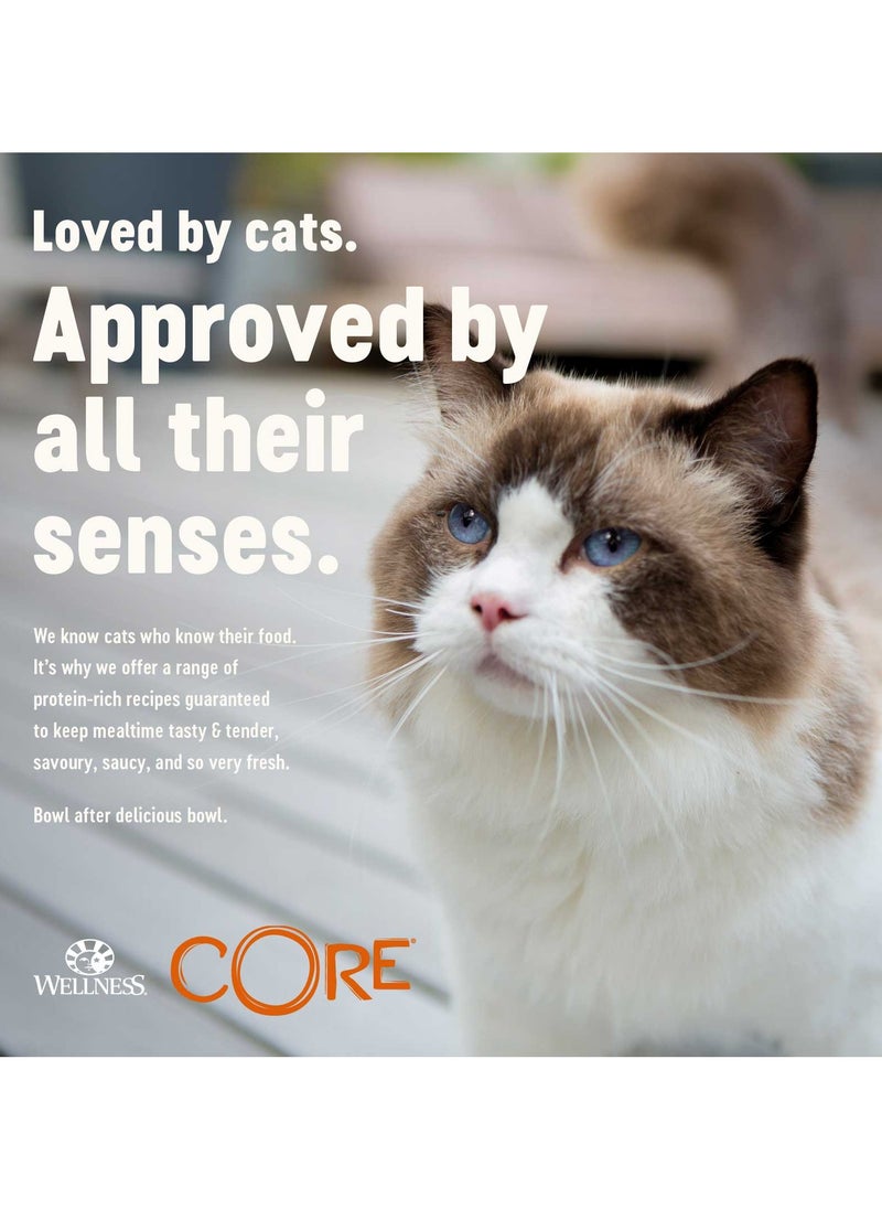 Wellness CORE Cat Wet Food Chicken And Salmon In Gravy Flavor For Adult Cats - 6x85g - Grain Free Wet Cat Food - Natural Protein Rich Cat Food  - Image 4