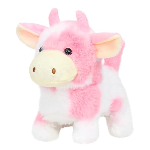 Easfan Walking Pink Cow Interactive Electronic Pet Plush Toy with Sounds and Movements Hopping Moving Educational Plush Toy Easter Birthday Gifts for Kids Girls 7Pink - Image 1