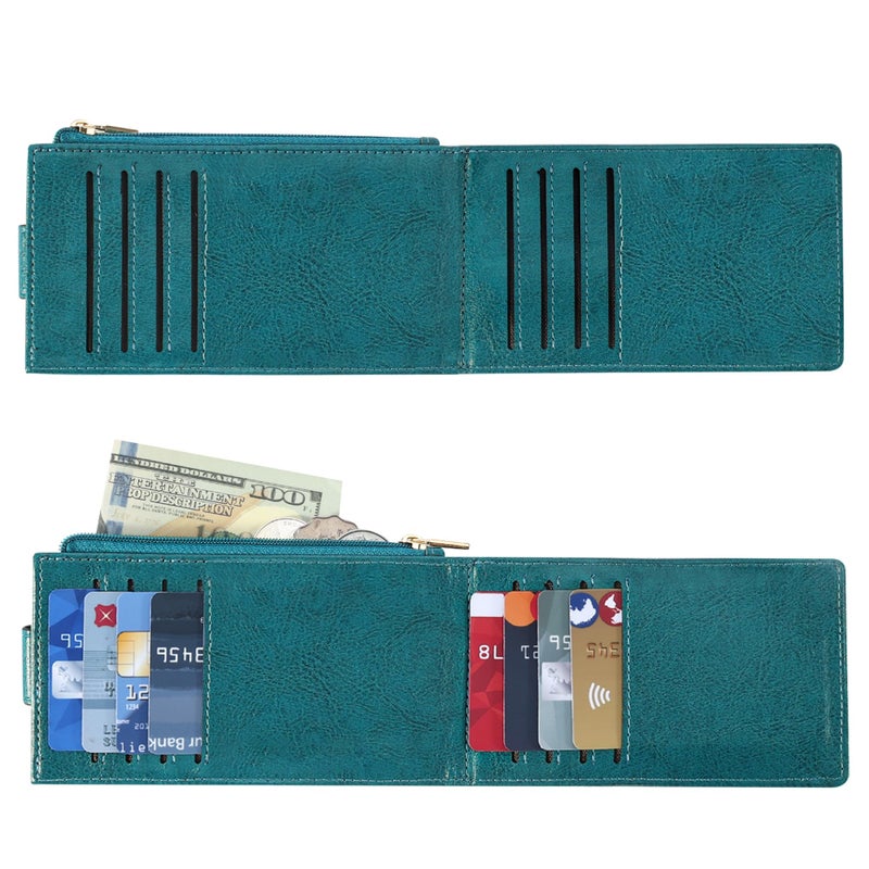Chelmon Womens Wallet Slim RFID Blocking Bifold Multi Card Case Wallet with Zipper Pocket (Peacock Blue) - Image 5