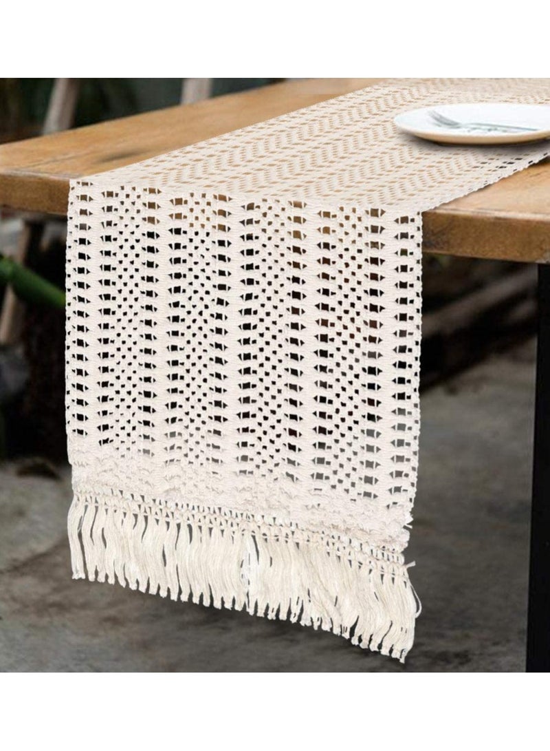 SYOSI Lace Tablecloths, 12 x 108 Inch Cotton Thread Tassel Wedding Tablecloths, Home Party Decoration Accessories Shooting Set Props for Hotels, Homestays, Family Gatherings, Wedding Parties - Image 5