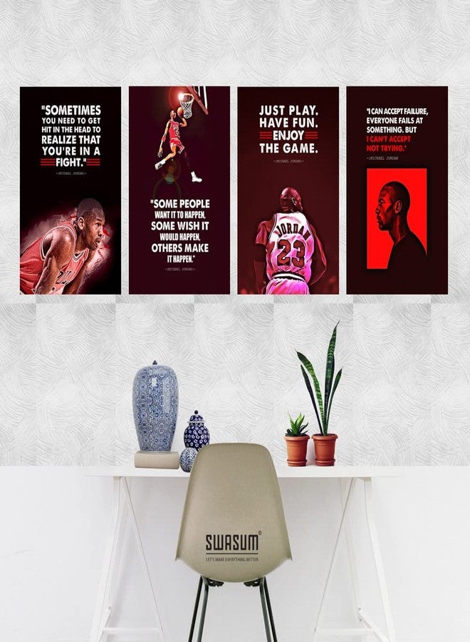 SWASUM Motivational and Inspirational Quotes Wall Posters, (Michael Jordan, Sports Poster) 12x18 Each, Pack of 04 Paper Wall Poster (unframed) - Image 2