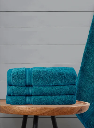 Bliss Casa 4-Piece 100% Combed Cotton Hand Towels - 550 GSM Quick Dry Highly Absorbent Hand Towel Set 16x28 Inch Blue 40x70cm
