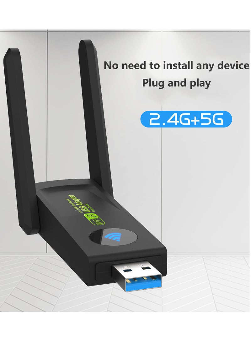 Youque Wireless USB WiFi Adapter,1300Mbps Dual Band 5.8/2.4Ghz Wireless Network External Receiver for PC/Desktop/Laptop/Tablet,Support Windows 11/10/8/7/Vista/XP - Image 2