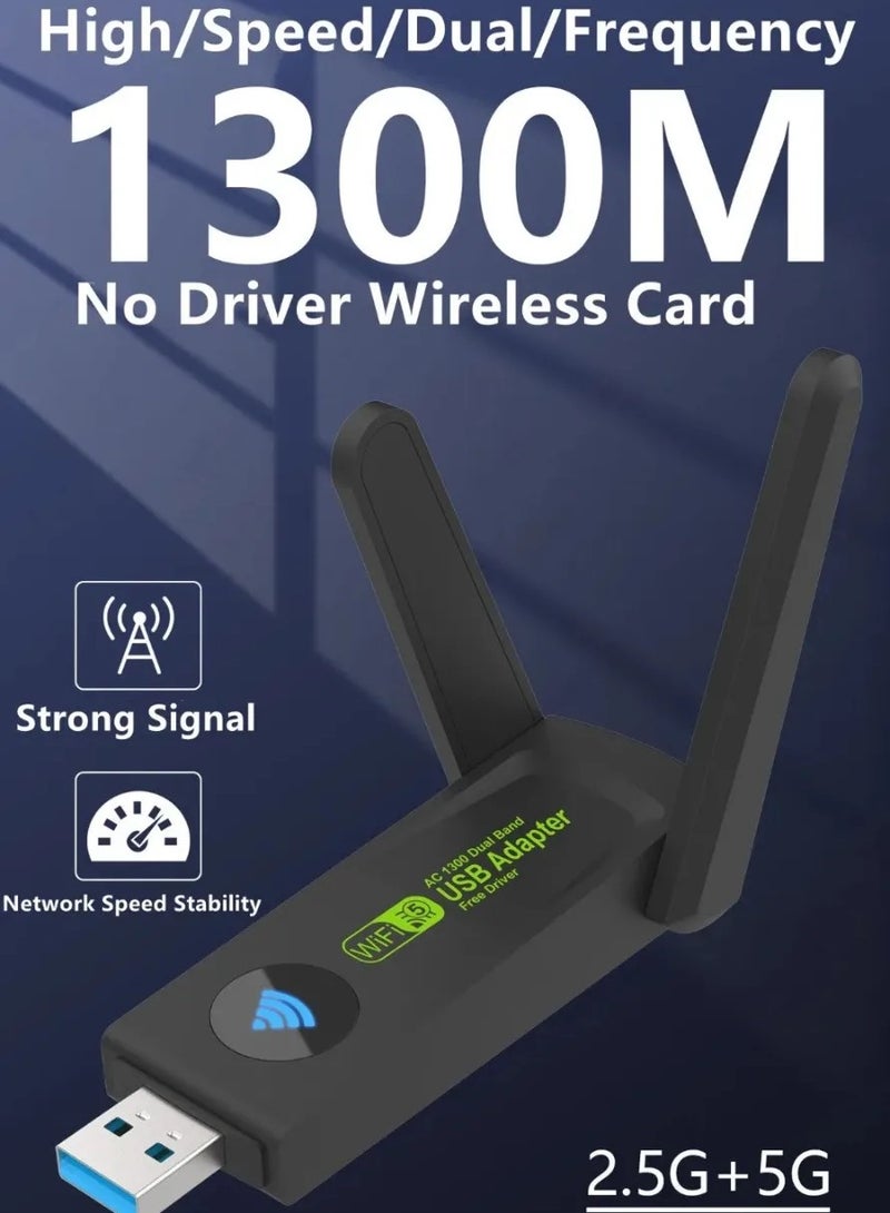 Youque Wireless USB WiFi Adapter,1300Mbps Dual Band 5.8/2.4Ghz Wireless Network External Receiver for PC/Desktop/Laptop/Tablet,Support Windows 11/10/8/7/Vista/XP - Image 3