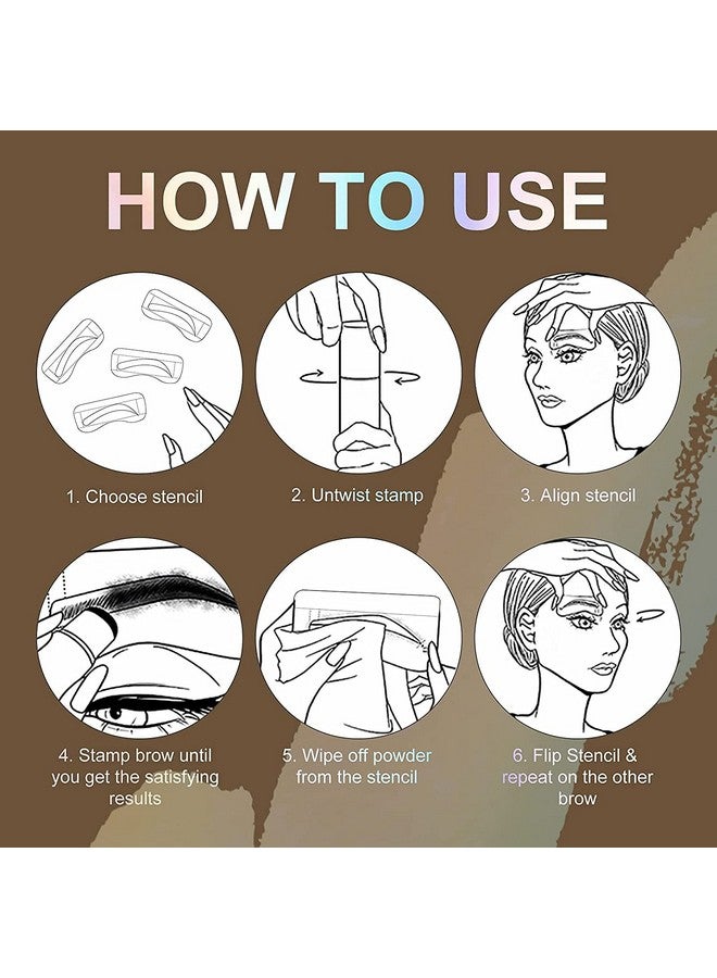 YOIHOJET Eyebrow Stencil Kit One Step Brow Powder Stamp Makeup With 10 Reusable Eyebrow Stencils＆2 Eyebrow Pen Brushes Professional Waterproof Brow Powder Stamp (Dark Brown) - Image 2