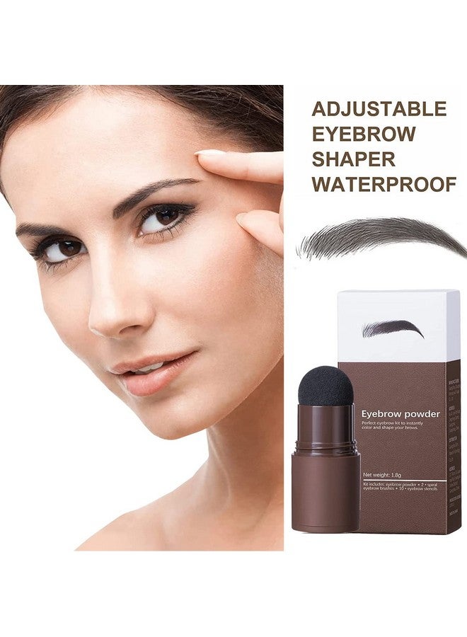 YOIHOJET Eyebrow Stencil Kit One Step Brow Powder Stamp Makeup With 10 Reusable Eyebrow Stencils＆2 Eyebrow Pen Brushes Professional Waterproof Brow Powder Stamp (Dark Brown) - Image 4