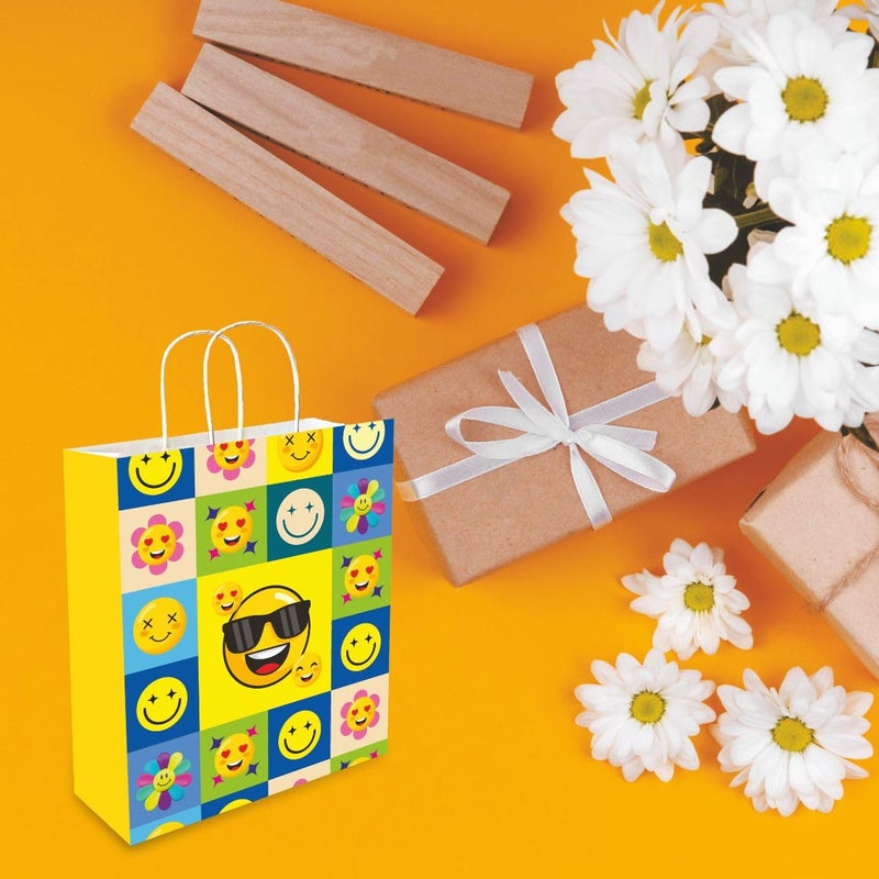 Omnipresent Pack Omnipresent Eco-Friendly Emoji Smiley Printed Paper Bags - 90 GSM, Pack of 24, Perfect for Diwali, Birthdays, Weddings, Return Gifts, Thank You Hampers, Goody Packets, Goodies and Packing - Image 2