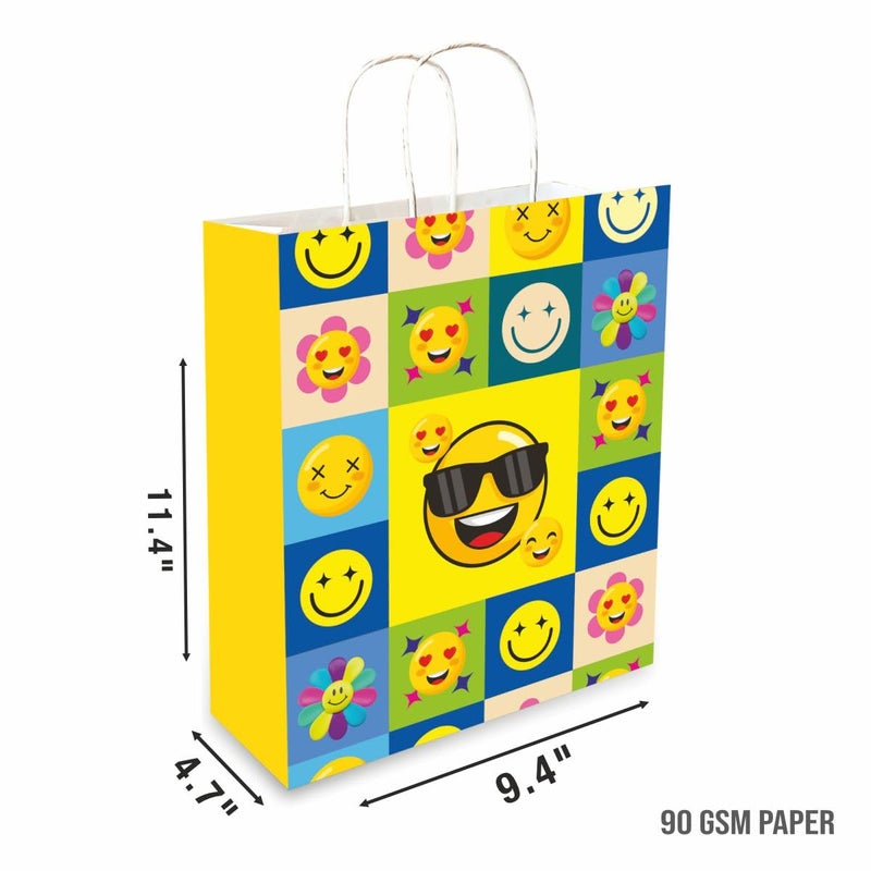 Omnipresent Pack Omnipresent Eco-Friendly Emoji Smiley Printed Paper Bags - 90 GSM, Pack of 24, Perfect for Diwali, Birthdays, Weddings, Return Gifts, Thank You Hampers, Goody Packets, Goodies and Packing - Image 4