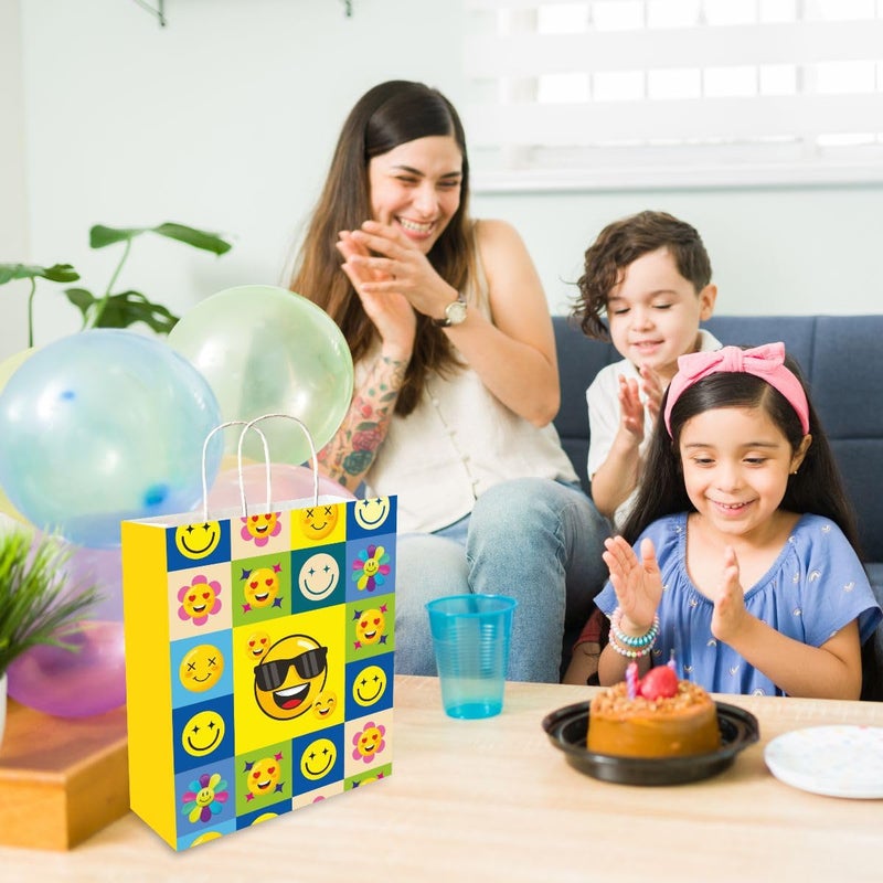 Omnipresent Pack Omnipresent Eco-Friendly Emoji Smiley Printed Paper Bags - 90 GSM, Pack of 24, Perfect for Diwali, Birthdays, Weddings, Return Gifts, Thank You Hampers, Goody Packets, Goodies and Packing - Image 5