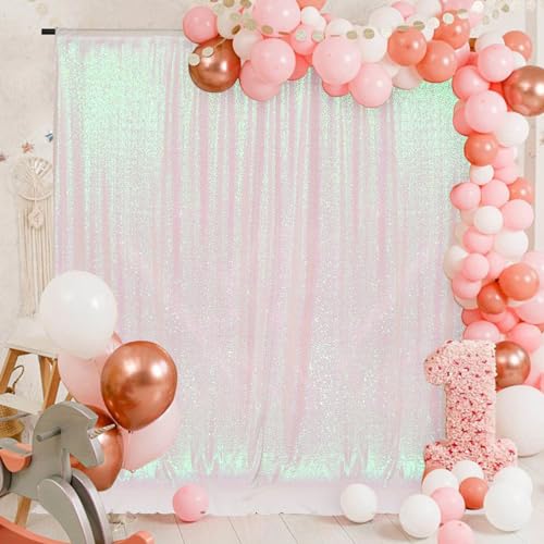 PartyDelight PartyDelight Sequin Backdrop Iridescent 6Ft x 8Ft Photograph Backdrop Wedding Curtain Special Events  - Image 2