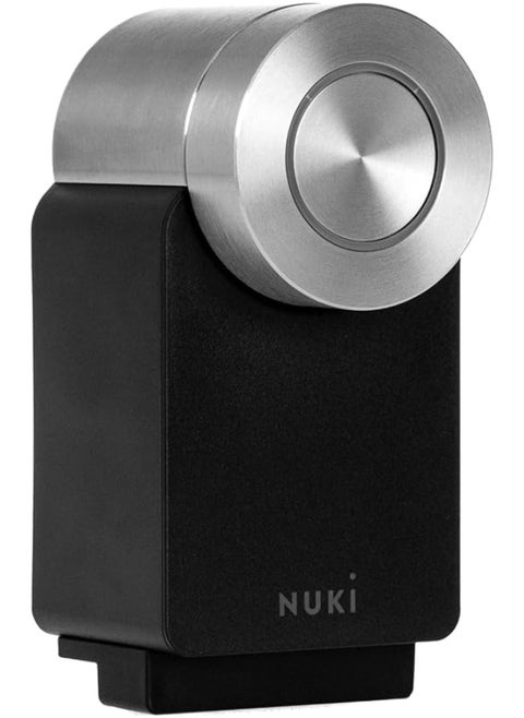Nuki Smart Lock Pro (4th generation), smart door lock with Wi-Fi and Matter for remote access, electronic door lock turns your smartphone into a key, with Power Pack, for Euro Profile Cylinder, Black