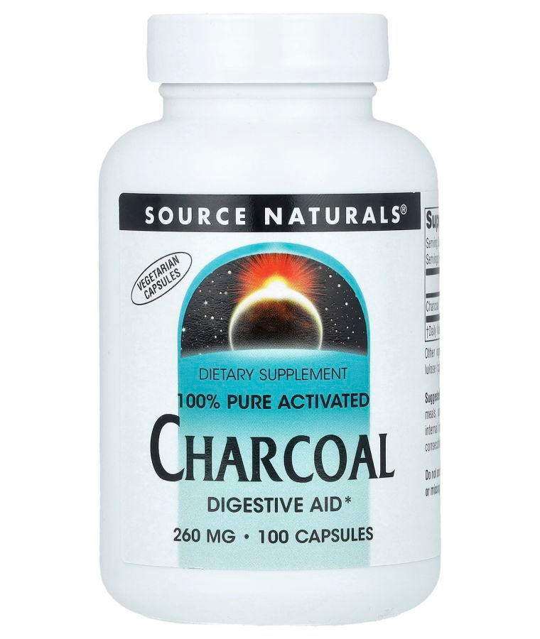 100% Pure Activated Charcoal 260 mg  100 Capsules