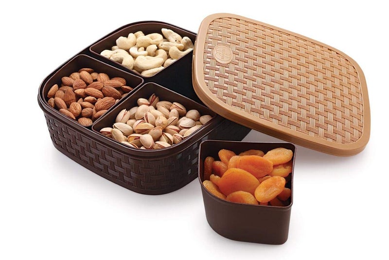 HOUSEHOLD CULTURE HOUSEHOLD CULTURE Plastic Titan 4 Sections Multipurpose Dry Fruit Chocolates Sweet Box Set Single - Image 5