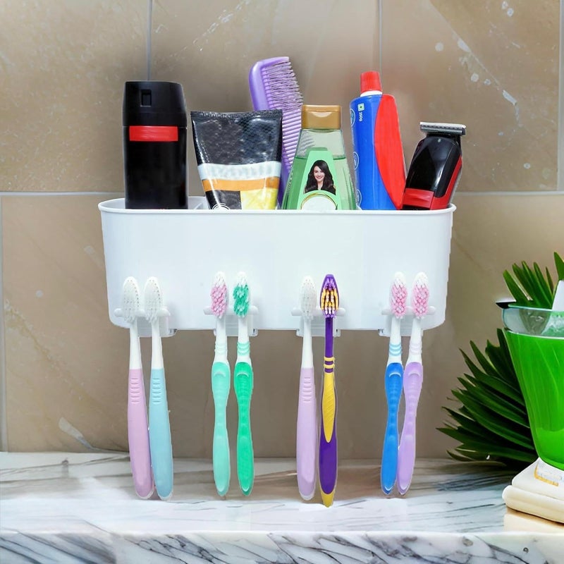 Swaze Wall Mounted Toothbrush Holder for Bathroom | Brush and Paste Holder | Tooth Brush Stand for Wash Basin | Bathroom Brush Stand | Toothbrush Holders for Bathroom Wall for Kids and Families - Image 4