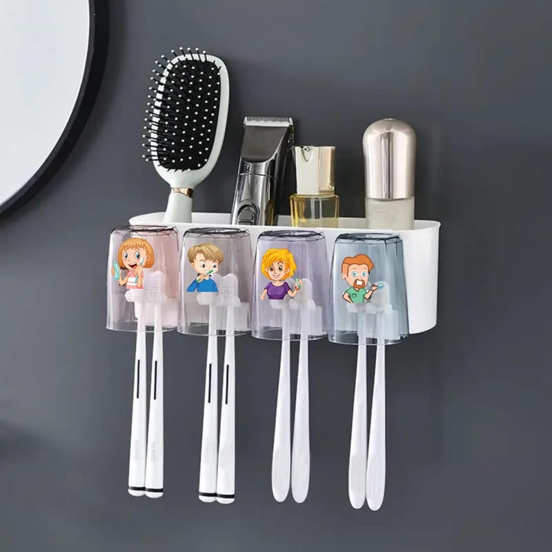 Swaze Wall Mounted Toothbrush Holder for Bathroom | Brush and Paste Holder | Tooth Brush Stand for Wash Basin | Bathroom Brush Stand | Toothbrush Holders for Bathroom Wall for Kids and Families - Image 1