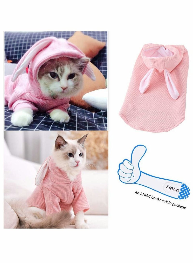 Pet Hoodie Cat Rabbit Outfit with Bunny Ears Cute Sweatshirt Spring and Autumn Puppy Knitted Sweater Kitty Soft Knitwear - Image 2