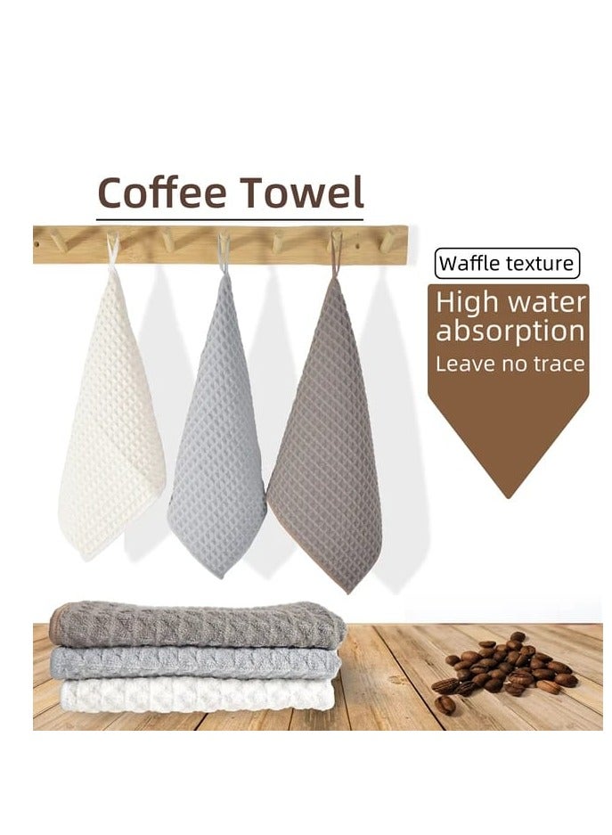 Liying Barista Cleaning Towel with Hook Set Pack of 2pcs, Mirco Fiber Cloth for Cleaning Espresso Coffee Machine Steam Wand and Coffee Bar Counter (30 * 30CM) white and Grey - Image 5