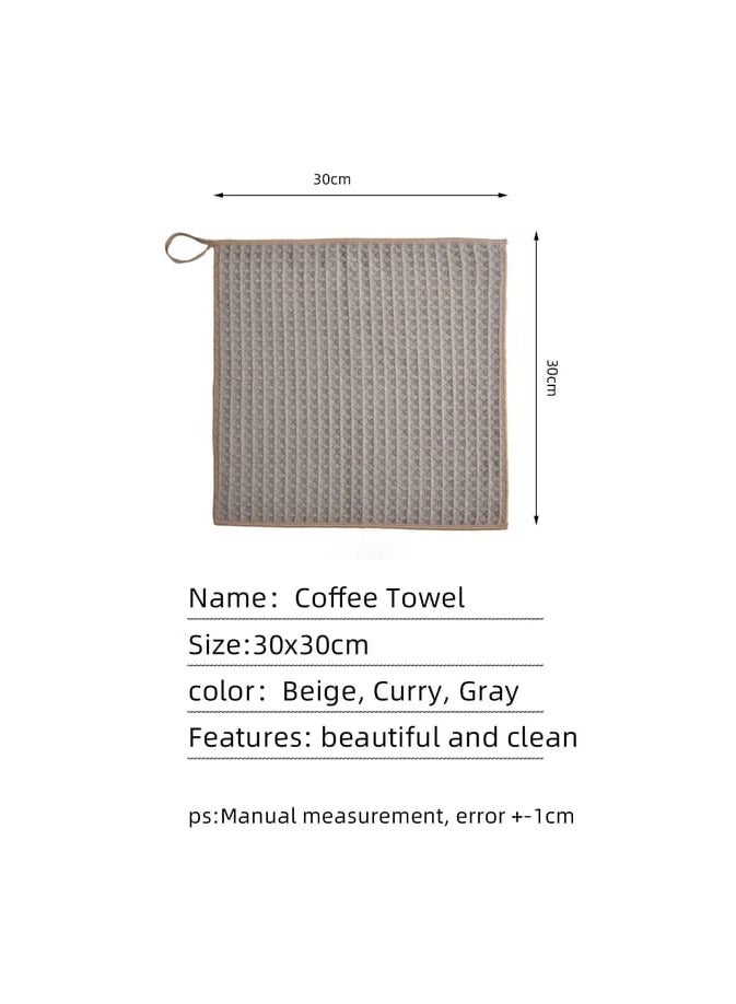 Liying Barista Cleaning Towel with Hook Set Pack of 2pcs, Mirco Fiber Cloth for Cleaning Espresso Coffee Machine Steam Wand and Coffee Bar Counter (30 * 30CM) white and Grey - Image 2