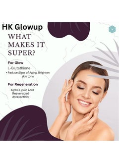 HK Glowup L- Glutathione Skin Lightening Capsules For Healthy Glowing Skin & Hair Growth - Immune, Antioxidant Support, Radiant & Youthful Skin For Women & Men (30 Capsules) Nutraceutical  - Image 4