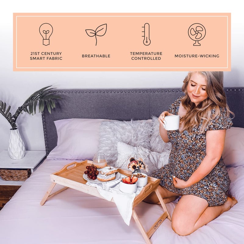 PeachSkinSheets مجموعة ورقة الخزامى لافندر ميست - مستوى 1500TC من النعومة - أوراق تبريد ناعمة إضافية للنوم الساخن والتعرق الليلي - مقسمة رأس الملك (36 "" "الانقسام)  - Image 3