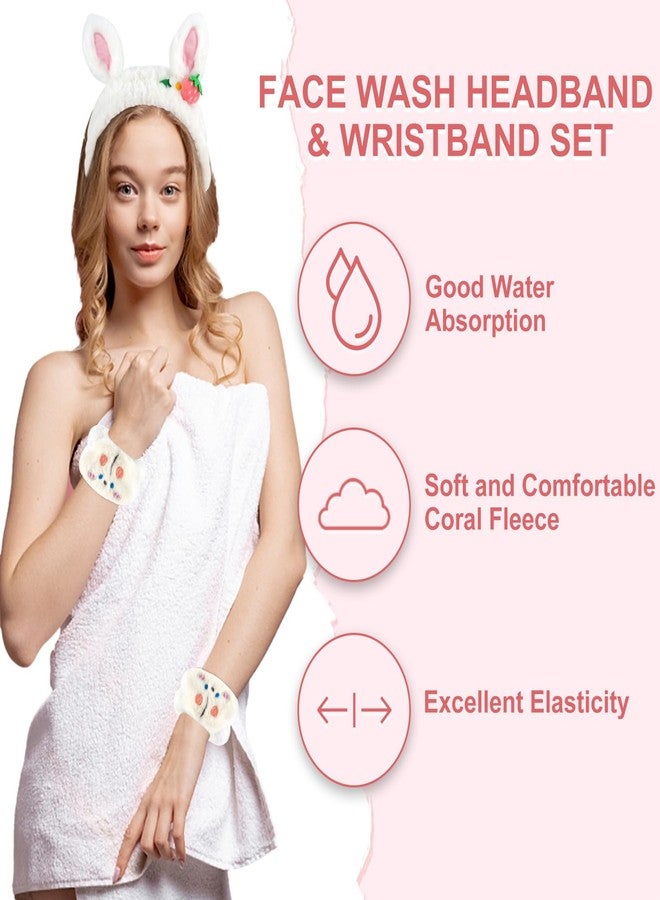 CAVETEE 3 Piece Cute Headband Set - Spa Cosmetic Elastic Headband, Wristband for Women, Face Skincare and Shower - Image 4
