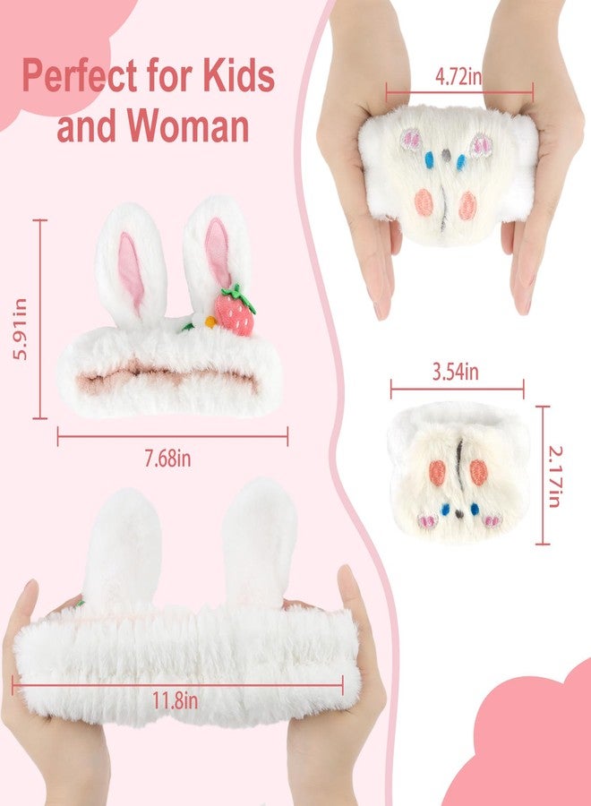 CAVETEE 3 Piece Cute Headband Set - Spa Cosmetic Elastic Headband, Wristband for Women, Face Skincare and Shower - Image 3