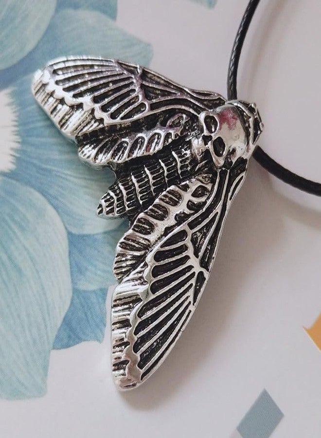 قلادة ماستايل® بتصميم جمجمة وعثة، مجوهرات عصرية كلاسيكية للرجال والنساء | سلسلة كروية - 4 × 3.2 سم - Image 3