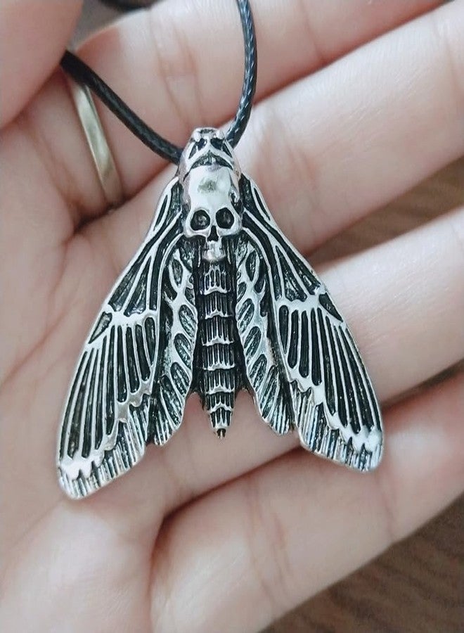 قلادة ماستايل® بتصميم جمجمة وعثة، مجوهرات عصرية كلاسيكية للرجال والنساء | سلسلة كروية - 4 × 3.2 سم - Image 2