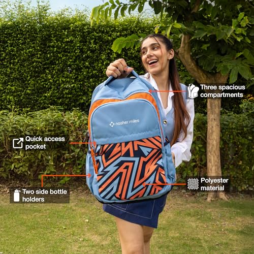 Nasher Miles Physics 4 Compartment Laptop Backpack 31 Liters Polyester with Raincover| Front Organiser Ideal for College, School Bags for Boys & Girls (Blue) - Image 2