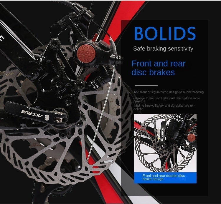Tourii PXJB Kids amd Teenagers Mountain Bike – 18/20/22 Inch Wheels, 21 Speed Gears, Dual Disc Brakes, Front Headlight, High-Carbon Steel Frame, Suitable for Boys & Girls Ages 8–15, Black & Red - Image 4