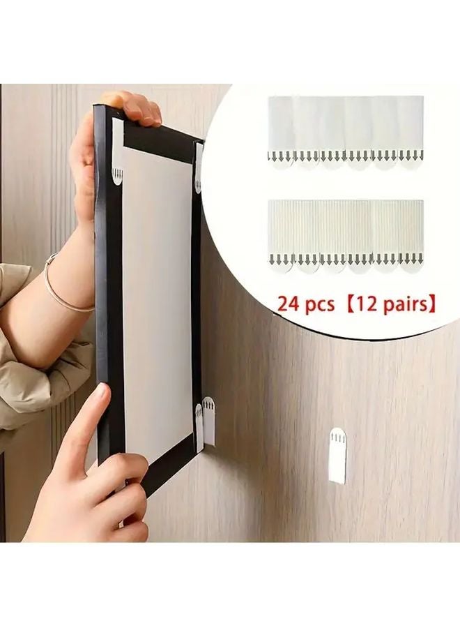 White Heavy Duty Adhesive Picture Hanging Strips No Residue Removable Wall Hooks - Image 1