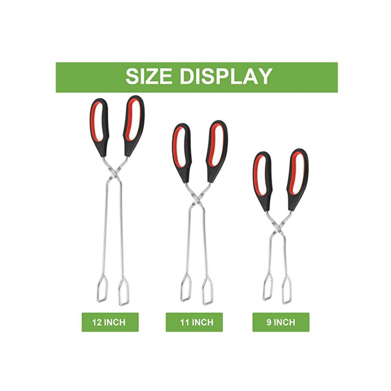 SOLARAE مجموعة 3 قطع من ملقط المقص، ملقط الشواء، ملقط المطبخ، ملقط الطهي والخبز، ملقط الطعام للشواء لقلب الطعام - Image 3