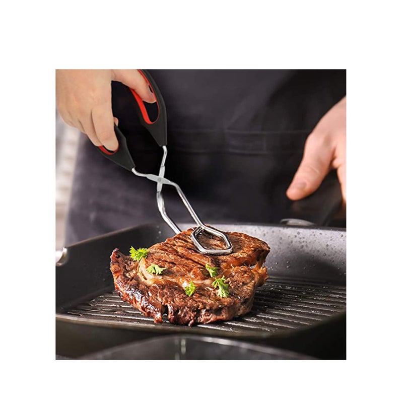 SOLARAE مجموعة 3 قطع من ملقط المقص، ملقط الشواء، ملقط المطبخ، ملقط الطهي والخبز، ملقط الطعام للشواء لقلب الطعام - Image 4