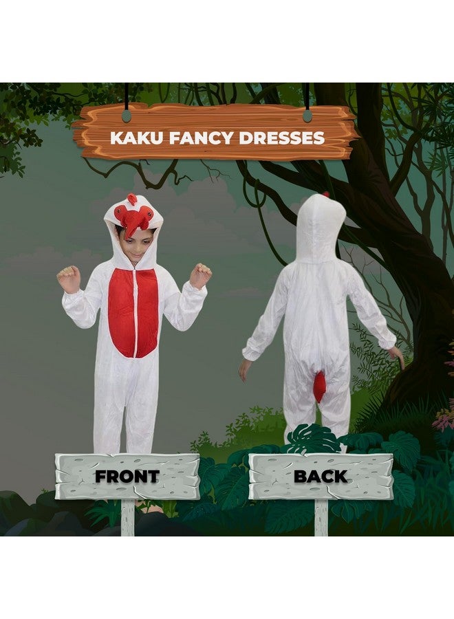 Kaku Fancy Dresses Fleece Cock Bird Costume For Kids - White & Red, 5-6 Years | Animal Fancy Dress For Boys & Girls - Image 2
