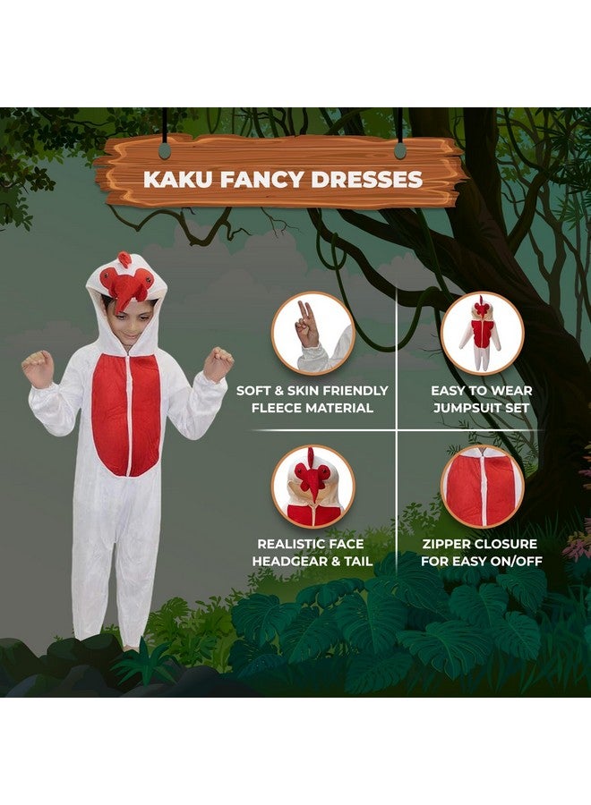 Kaku Fancy Dresses Fleece Cock Bird Costume For Kids - White & Red, 5-6 Years | Animal Fancy Dress For Boys & Girls - Image 3