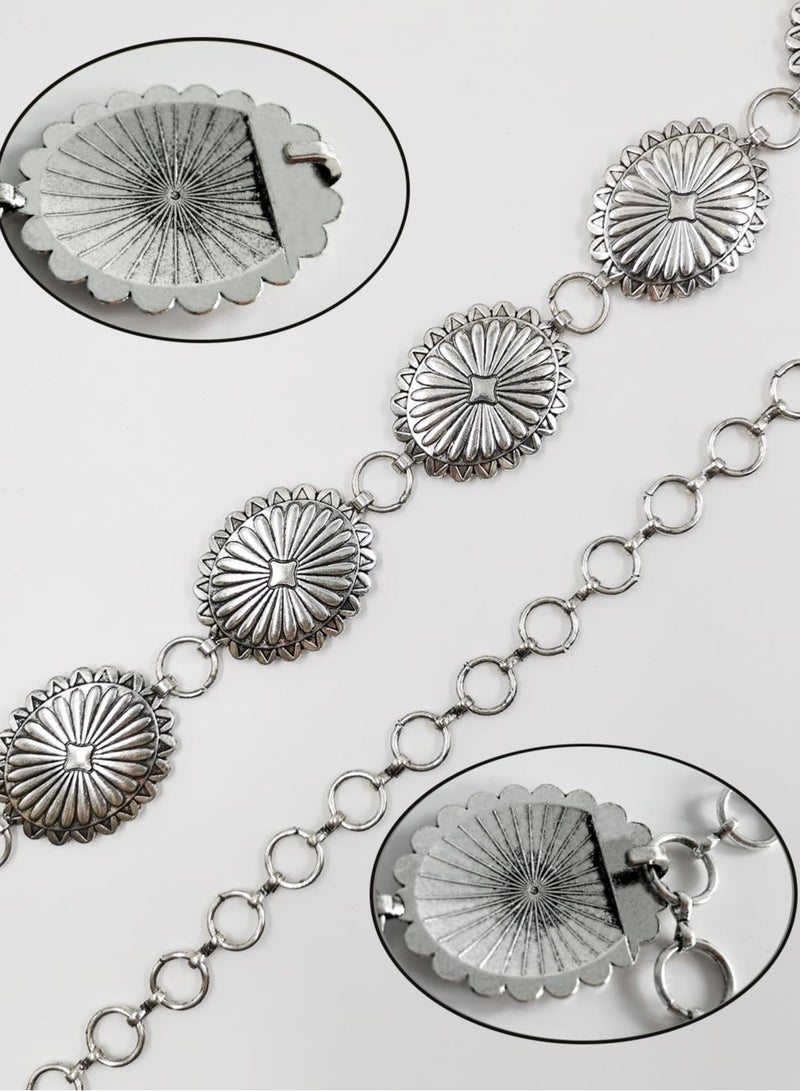 Excefore Metal Waist Chain Belts, Adjustable Punk Chain, Metal Chain Belt for Women Waist chains for Dresses Jeans Western Cowgirl, Silver - Image 5