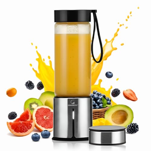 Goodscity Blender For Smoothie And Juices |Portable Hand Blender For Kitchen |Usb Rechargeable Fruit Juice Maker| 450Ml BPA FREE High Borosilicate Glass Jar| Durable Battery |1 Year Warranty - Image 1
