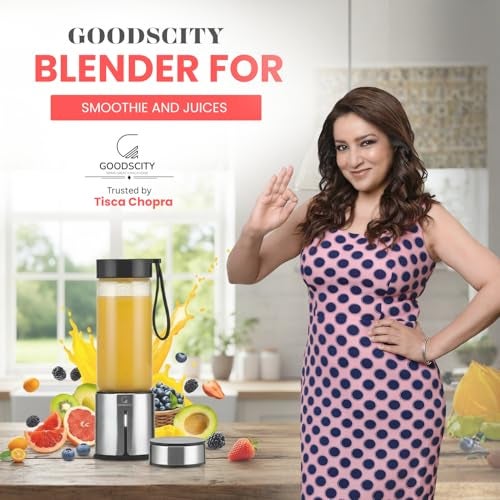 Goodscity Blender For Smoothie And Juices |Portable Hand Blender For Kitchen |Usb Rechargeable Fruit Juice Maker| 450Ml BPA FREE High Borosilicate Glass Jar| Durable Battery |1 Year Warranty - Image 2