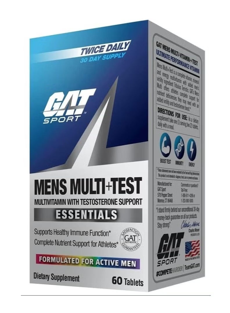 GAT SPORT Mens Multi + Test Essentials | High-Potency Multivitamin for Active Men | Immune & Energy Support - Image 1