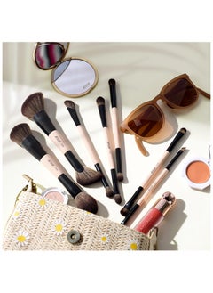 Jessup Jessup Makeup Brushes Set 14-in-7 Double Sided Makeup Brushes for Foundation Concealer Blush Eyeshadow Contour Bronzer Powder Blending Eyebrow Eyeliner, Cruelty-Free Make up Brushes Peach Dust T600  - Image 3