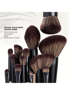 Jessup Jessup Makeup Brushes Set 14-in-7 Double Sided Makeup Brushes for Foundation Concealer Blush Eyeshadow Contour Bronzer Powder Blending Eyebrow Eyeliner, Cruelty-Free Make up Brushes Peach Dust T600  - Image 2