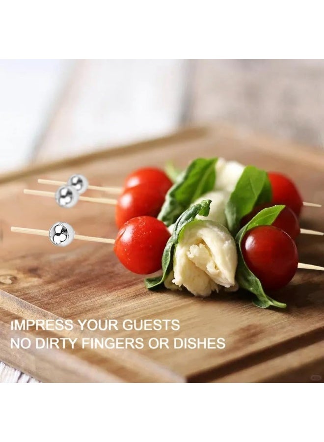 200 قطعة من أعواد الكوكتيل، أعواد أسنان خشبية، لوازم حفلات، لؤلؤ ذهبي ولؤلؤ فضي - Image 4