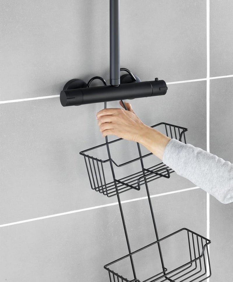 Wenko Milo Thermostatic Shower Caddy 2 Tier Shower Caddy for Hanging on the Faucet, Stainless Steel Shelf (Rust-Proof), 25 x 55 x 14 cm, Black - Image 4