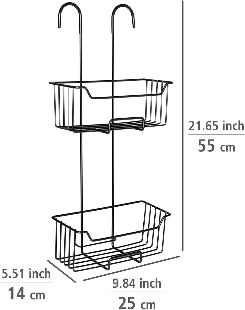 Wenko Milo Thermostatic Shower Caddy 2 Tier Shower Caddy for Hanging on the Faucet, Stainless Steel Shelf (Rust-Proof), 25 x 55 x 14 cm, Black - Image 3