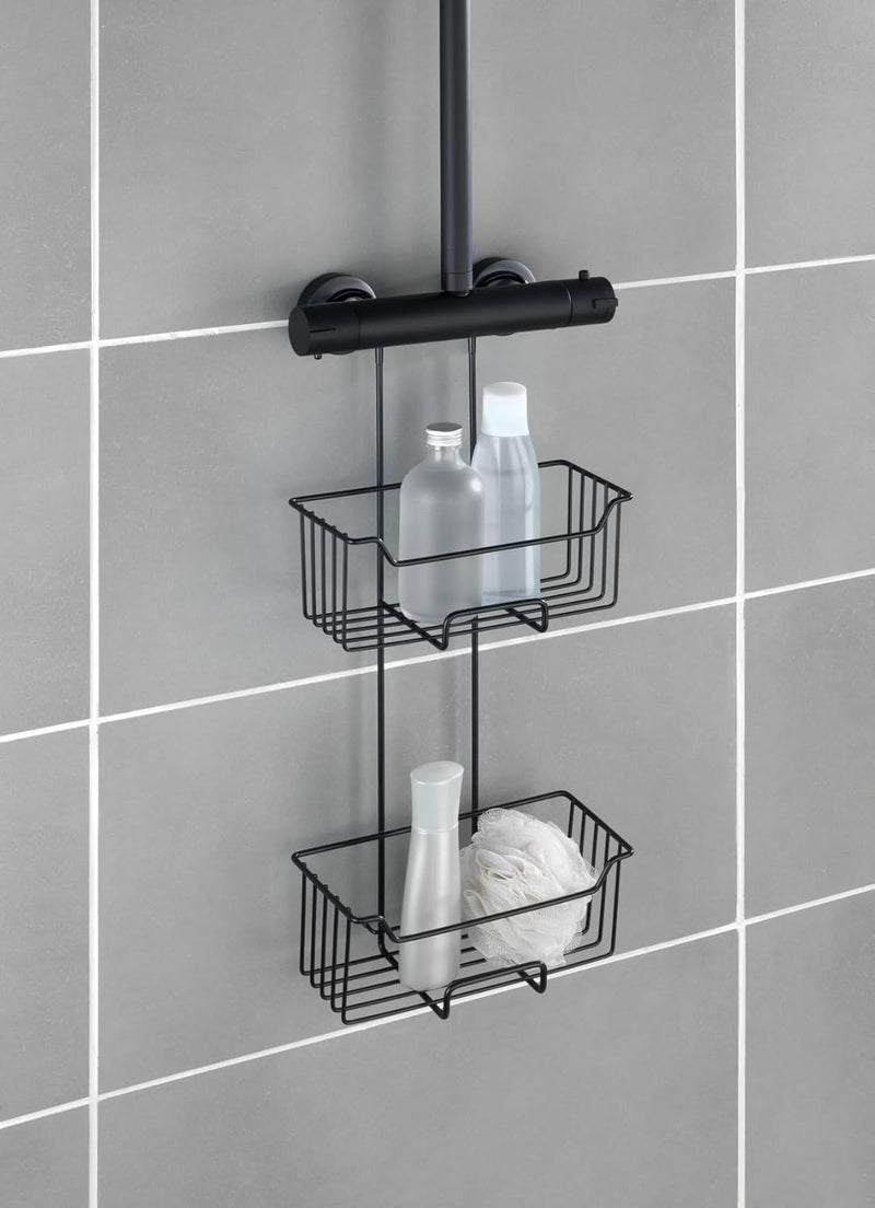 Wenko Milo Thermostatic Shower Caddy 2 Tier Shower Caddy for Hanging on the Faucet, Stainless Steel Shelf (Rust-Proof), 25 x 55 x 14 cm, Black - Image 5
