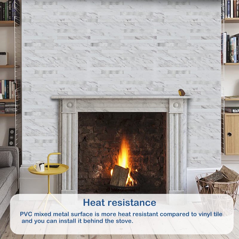 Midcard 20 Sheet Peel and Stick Backsplash, White Marble PVC Wall Tile for Kitchen Backsplash - Image 4
