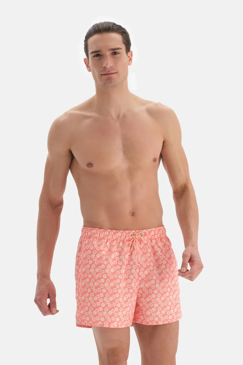 dagi Mountain Salmon Geometric Flower. Des. Mini Shorts