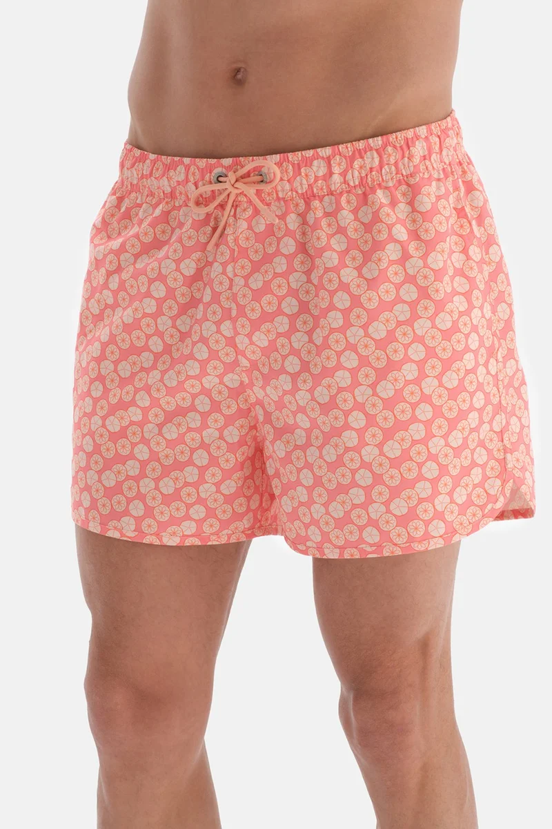dagi Mountain Salmon Geometric Flower. Des. Mini Shorts