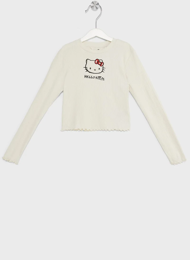 H&M Youth Kitty Print Jersey Top