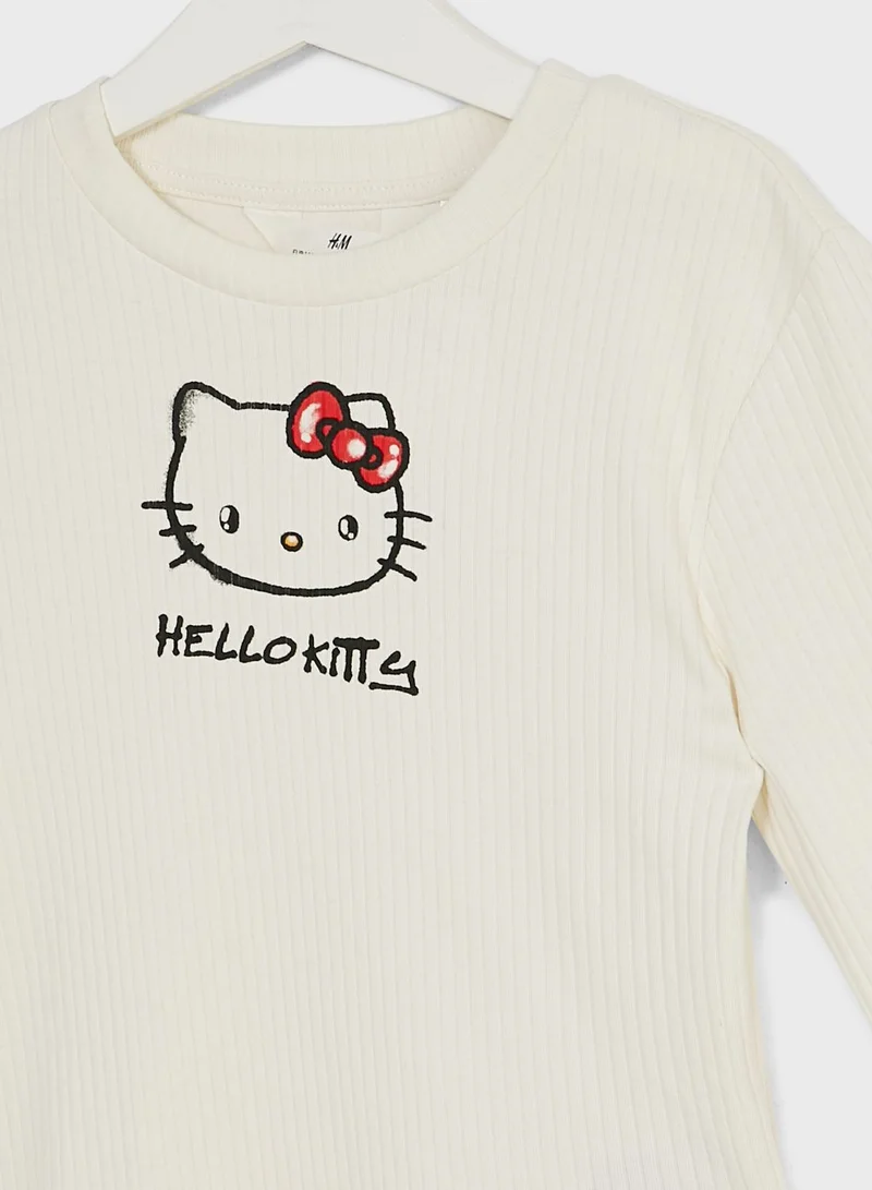 H&M Youth Kitty Print Jersey Top
